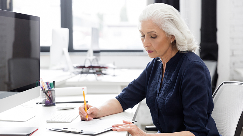 Business woman working at desk