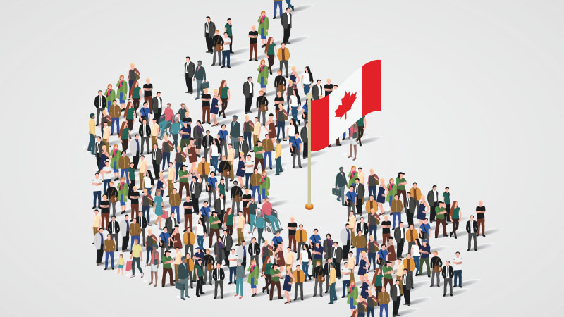 Canada map graphic made up of people